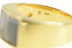 18K Yellow Gold Ammolite Squared Retro Graduated Ring