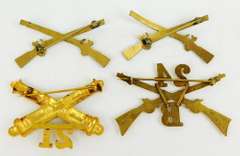 4 Vintage Military Crossed Rifles Pins
