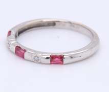 Fabulous White Gold Ruby and Diamond Stackable Band