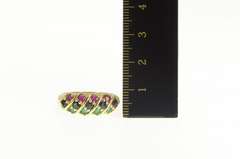 14K Yellow Gold Natural Emerald Ruby Sapphire Striped Band Ring