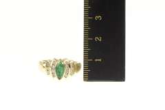14K Yellow Gold 1.30 Ctw Marquise Emerald Diamond Engagement Ring
