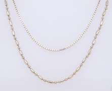 Lot of 2 Italian Sterling Silver Chain Necklaces