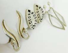 3 Pairs of Early Sterling Screwback Earrings