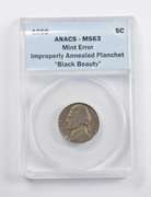 MS63 1959 Jefferson Nickel Error Improper Anneal "Black Beauty" ANACS