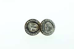 Strong Mine Cut Diamond Earrings with Gold Plated Silver and Diamond Accents