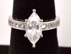 Sparkling CZ Ring in 14K White Gold