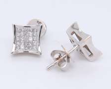 Divine White Gold Invisible Set Princess Cut Diamond Earrings
