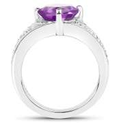 Plated Rhodium 1.80ct Amethyst and White Topaz Ring