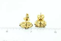 Noble Diamond Checkered Earrings with Gold Plated Silver