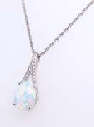 Sterling Silver Opal Lab Created Pendant on Chain Necklace