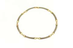 18K Yellow Gold Designer Diamond Two Tone Twist Bar Collar Necklace
