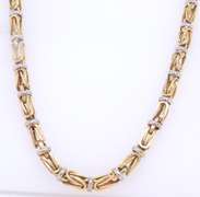 14KT Yellow Gold 5mm Square Byzantine chain Necklace