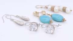 Group Lot of 4 Vintage Sterling Silver Dangle Earrings