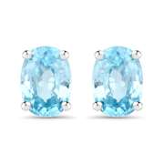Plated Rhodium 2.40ctw Blue Zircon Earrings