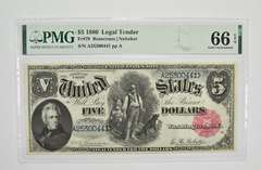 $5 1880 U.S. Legal Tender Large Note - PMG - 66 EPQ GEM UNC Fr# 79