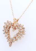 Graceful Yellow Gold Diamond Scatter Heart outline Pendant on Chain