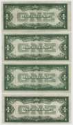 4 Crisp Uncirculated 1928-A Series $1 Silver Certificates