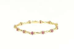 14K Yellow Gold 2.70 Ctw Ruby Diamond Accent Classic Tennis Bracelet