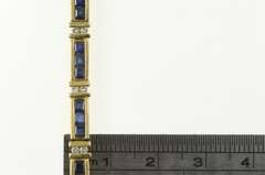 14K Yellow Gold 5.50 Ctw Princess Sapphire Diamond Tennis Bracelet