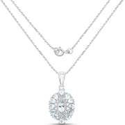 Plated Rhodium 1.80ctw Aquamarine and White Topaz Pendant with Chain