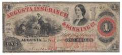 1861 $1 One Dollar The Augusta Insurance and Banking Co. cancelled Note