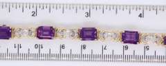 Charming Two Tone Gold Emerald Cut Amethyst and Diamond Station Bracelet