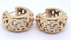 Attractive Yellow Gold Fancy Design Hoop Earrings