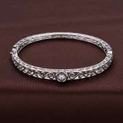 Women's Beautiful Solid Sterling Silver Vintage Dancing stone Bangle