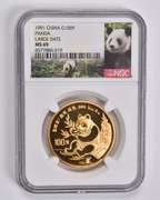 MS69 1991 China 100 Yuan 1 Oz. .999 Fine Gold Panda Large Date NGC