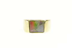 18K Yellow Gold Ammolite Squared Retro Graduated Ring