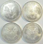 4 Diff. Superb Gem BU $1 Silver Eagle coins 2005 to 2008
