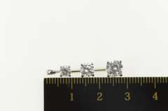 10K White Gold Tiered Graduated Cubic Zirconia Journey Pendant