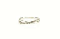 10K White Gold Diamond Criss Cross Wedding Band Ring