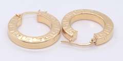 Nice Yellow Gold Greek Key Hoop Earrings
