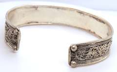 Vintage Sterling Silver Engraved Floral Cuff Bangle