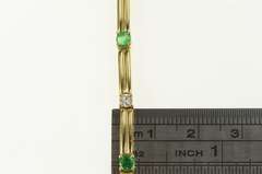 14K Yellow Gold Diamond Emerald Classic Bar Link Tennis Bracelet