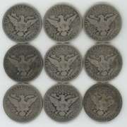 Nice run of 9 Different 'P' Mint Barber Half Dollars