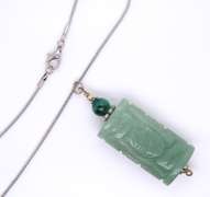 Green Jade Pendant on Snake Chain