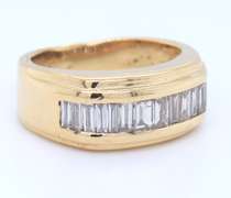 Elegant Yellow Gold Channel Set Baguette Diamond Band