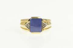 14K Yellow Gold 1960's Syn Sapphire Diamond Accent Men's Ring