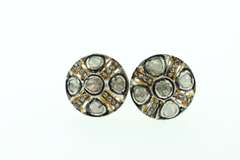 Ritualistic Mine Cut Diamond Quadrant Earrings with Brunt Silver and Diamond Channels