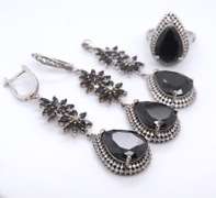 925 Sterling Silver Group Lot of Black Onyx and Cubic Zirconia Jewelry