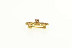 10K Yellow Gold Retro Swirl Filigree Square Syn. Ruby Pin/Brooch