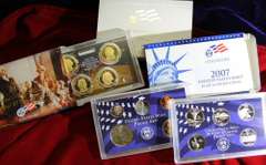 3 2007 14-coin US Proof Sets in original Mint-issued boxes