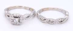 Incredible White Gold Princess Cut Diamond Twisted Engagement Ring with Band