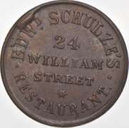 1863 EDW Schulzes Restaurant Civil War Token NY 630 BO