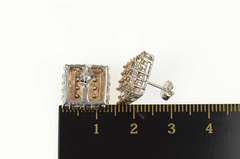 10K Yellow Gold 1.92 Ctw Champagne Diamond Square Stud Earrings