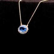 14kt Yellow Gold, Blue Sapphire, & Diamond Necklace