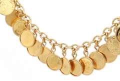 Polished Coin Charm Bracelet in 14kt Yellow Gold
