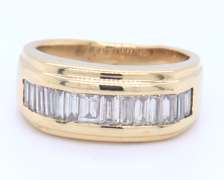 Elegant Yellow Gold Channel Set Baguette Diamond Band